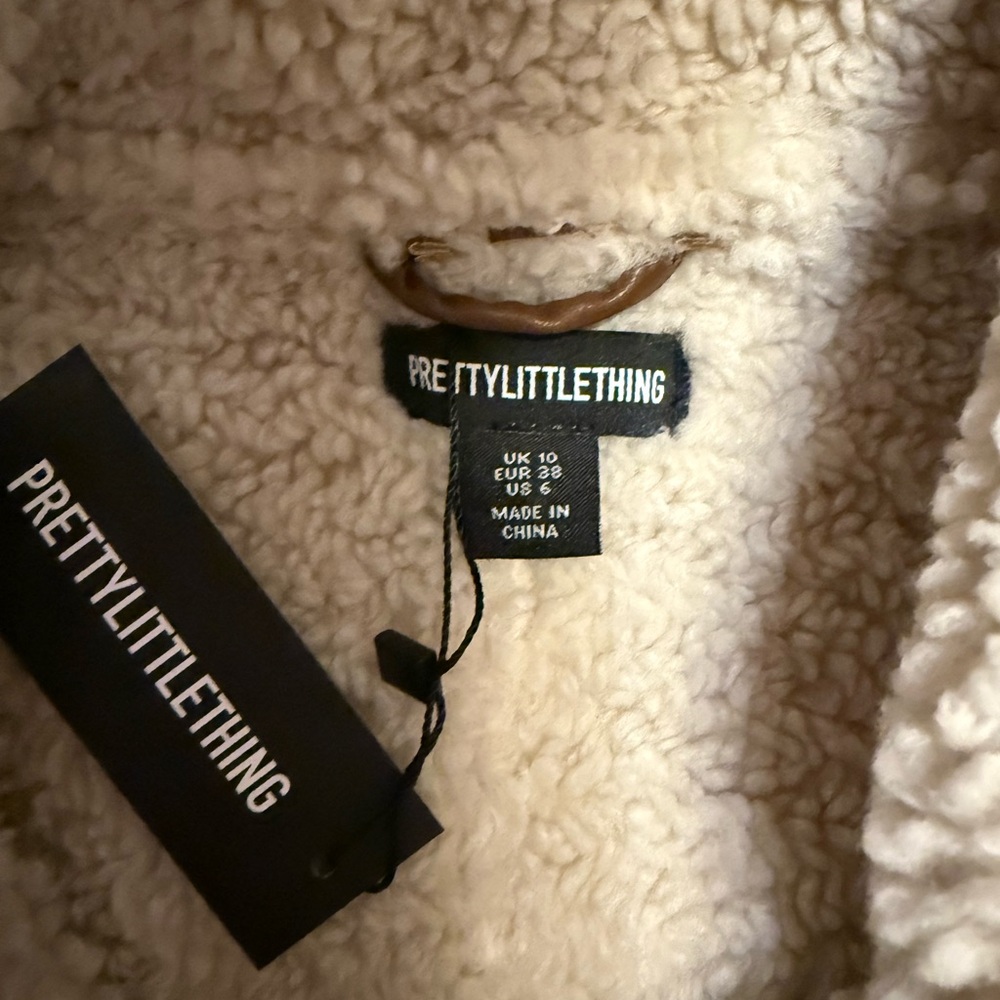 PrettyLittleThing Cream Shearling Jacket - Picture 14 of 14